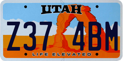 UT license plate Z374BM