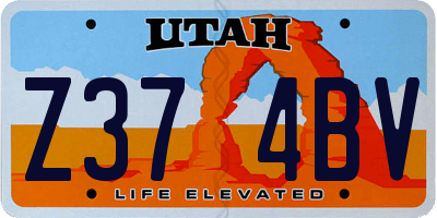 UT license plate Z374BV