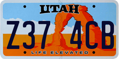 UT license plate Z374CB