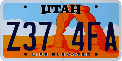 UT license plate Z374FA
