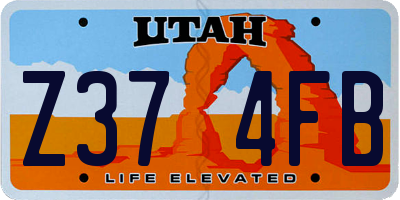 UT license plate Z374FB