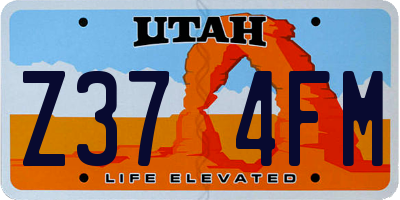 UT license plate Z374FM