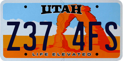 UT license plate Z374FS