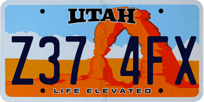 UT license plate Z374FX
