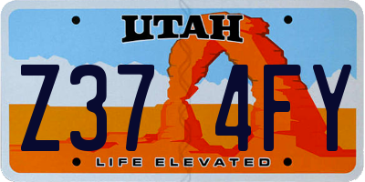UT license plate Z374FY