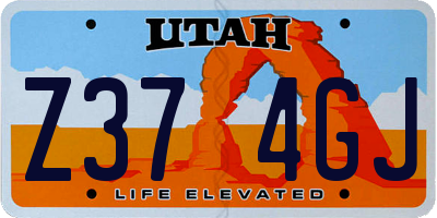 UT license plate Z374GJ