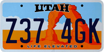 UT license plate Z374GK