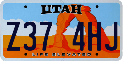 UT license plate Z374HJ