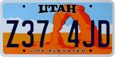 UT license plate Z374JD
