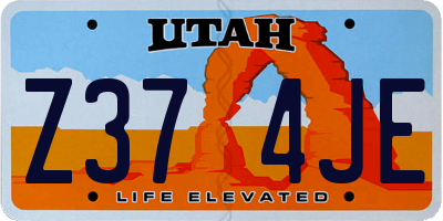 UT license plate Z374JE
