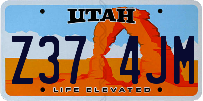 UT license plate Z374JM