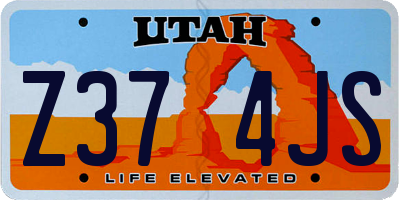 UT license plate Z374JS