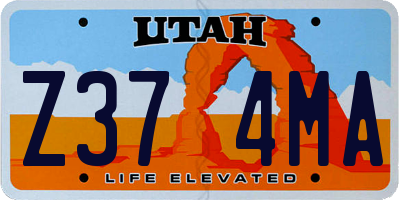 UT license plate Z374MA