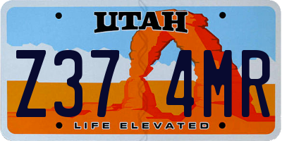 UT license plate Z374MR