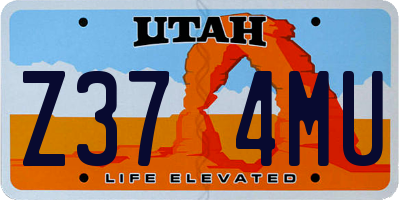 UT license plate Z374MU