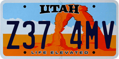 UT license plate Z374MV