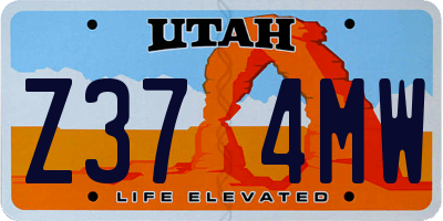 UT license plate Z374MW
