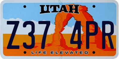 UT license plate Z374PR