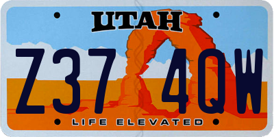 UT license plate Z374QW