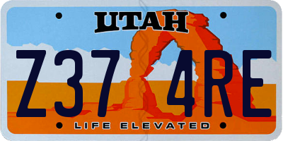 UT license plate Z374RE