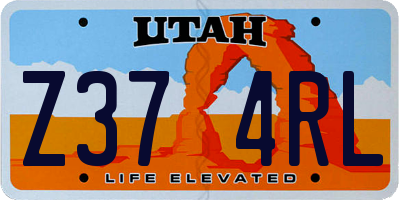 UT license plate Z374RL