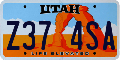 UT license plate Z374SA