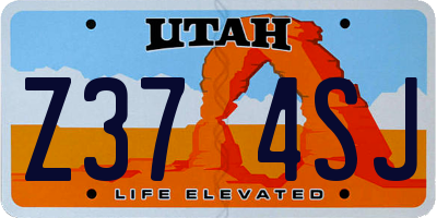 UT license plate Z374SJ