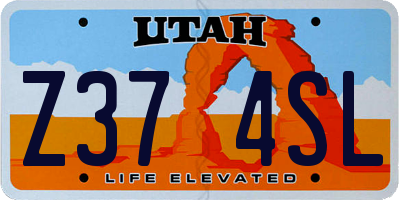 UT license plate Z374SL