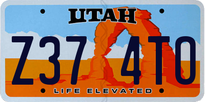 UT license plate Z374TO