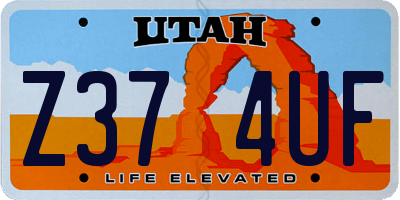UT license plate Z374UF