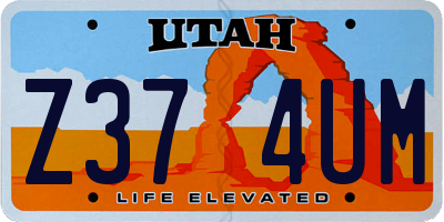 UT license plate Z374UM