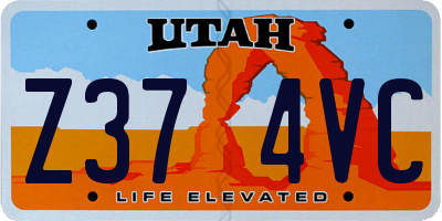 UT license plate Z374VC