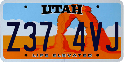UT license plate Z374VJ