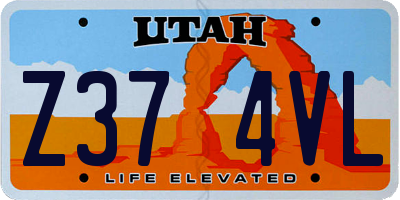 UT license plate Z374VL