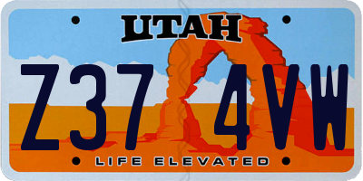 UT license plate Z374VW