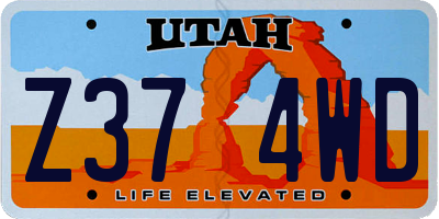 UT license plate Z374WD
