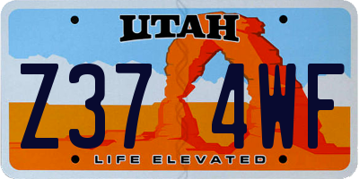 UT license plate Z374WF