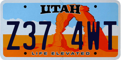 UT license plate Z374WT