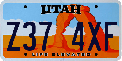UT license plate Z374XF