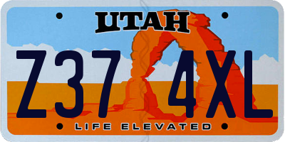 UT license plate Z374XL