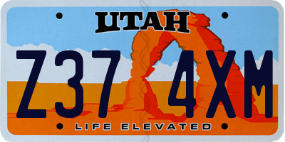 UT license plate Z374XM