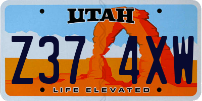 UT license plate Z374XW