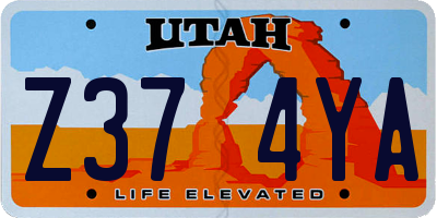 UT license plate Z374YA