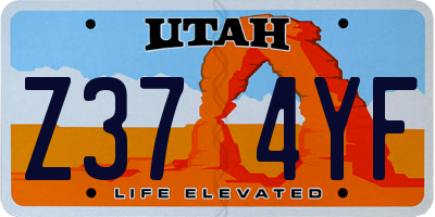 UT license plate Z374YF