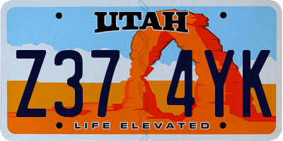 UT license plate Z374YK