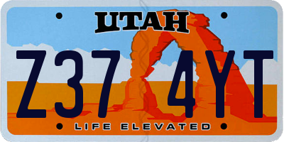 UT license plate Z374YT