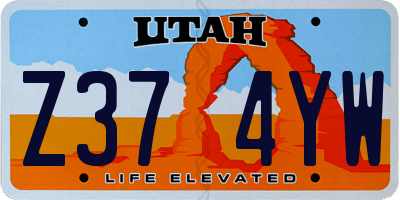 UT license plate Z374YW