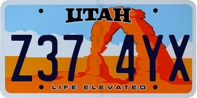 UT license plate Z374YX