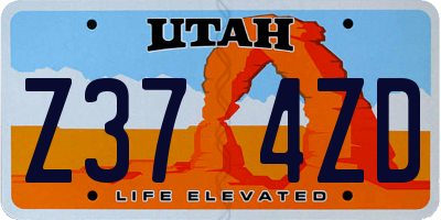 UT license plate Z374ZD