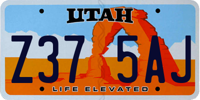 UT license plate Z375AJ